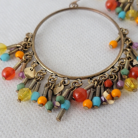 Boho Beaded Hoop Earrings - Picture 2 of 6